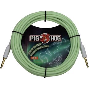 Pig Hog PCH20GLO 20-Foot Glow-in-The-Dark Vintage Woven Instrument Cable Straight Plugs 1/4"-1/4" Connector