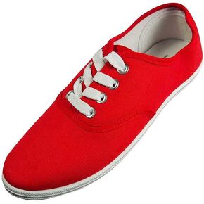 Easy USA Womens Lace Up Canvas Plimsol Sneakers Shoes
