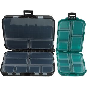 POPETPOP Fishing Tackle Box Double-layer Small Tackle Box Organizer: 2Pcs Plastic Fishing Lure Boxes Fishing Gear Organizer Fishing Accessory Box for Lures Hooks, 11.5X9cm