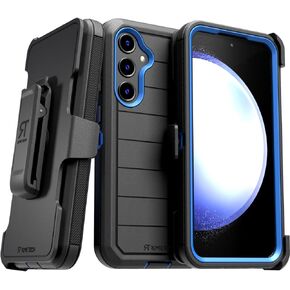 for Samsung Galaxy S23 FE 5G Case with Belt Clip Holster & Kickstand, Screenless Protective Dual-Layer Shockproof Phone Case for Samsung Galaxy S23 FE 5G - Black & Orange