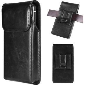 T Tersely Leather Phone Hoster for Men Belt,Cell Phone Belt Holder for iPhone 16,15,15 Pro,14, 14 Pro,13,13 Pro,12,12 Pro,11,11 Pro,XR,Leather Belt Pouch for Galaxy S24 S23 S22 S21 S20,Brown-M
