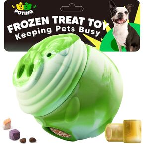 Dog Toy, Dog Frozen Treat Toys, Long-Lasting Interactive Dog Toy Keep Pup Distracted, Treat Dispensing Chew Toys for Small Medium Large Dogs, Freezable Fillable Rubber Dog Puzzle Toys-Purple