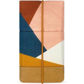 Moin Padded Cotton Phone Sleeve with Rubber Closure - Handmade Case for iPhone 13/14/15 Pro Max, iPhone 13/14/15 Pro, iPhone 13/14, Galaxy S22 Ultra, Other (6.1-6.9 inches) (Geo Sunrise)