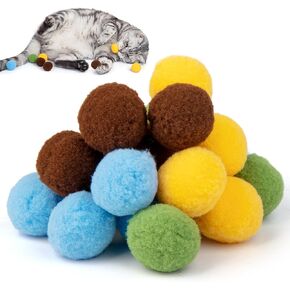 20pcs 3.5cm/1.37Inch Premium Colorful Cat Toy Balls Indoor Cats Interactive Playing Quiet Ball Cats Favorite Toy Assorted 4 Colors