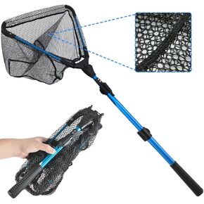 Fishing Net Fish Landing Net Foldable, with Laser Coating, for Steelhead, Salmon, Fly, Kayak, Catfish, Bass, Trout Fishing Landing Net