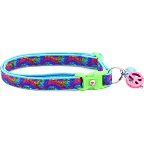Tie Dye Cat Collar with Bell | Safety Breakaway Collar | Adjustable Large Size or Kitten Collar (Small(10lbs & Less), Warm Tie Dye)