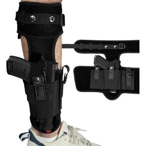 Ankle Holster for Concealed Carry, Pistol Gun Holster with Magazine Pouch for Glock 26 43 19, Sig Sauer P365 P320 P938, Bodyguard 380, Smith & Wesson M&P Shield, Ruger LCP .380 and Similar Size Pistol