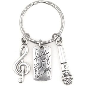 Find Joy in the Journey Graduate Retirement Moving Promotion House Teacher Director Inspirational Quote Parting Congrats Accomplishment Gratitude Gift Treble Clef Microphone Singer Keychain 113L