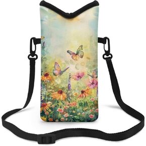 Neoprene Phone Bag Soft Cellphone Sleeve Pouch Shockproof Phone Purse with Adjustable Crossbody Strap, 4 X 8 Inch