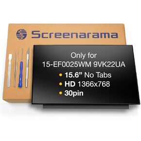 استبدال شاشة SCREENARAMA الجديدة لشاشة HP 15-EF0025WM 9VK22UA، HD 1366x768، لامعة، شاشة LCD LED مع أدوات