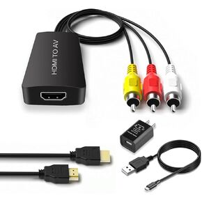 Dingsun HDMI to RCA Converter HDMI to AV Adapter HDMI to Older TV Adapter Compatible for Apple TV, Xiaomi Mi Box, Android TV Box, Roku, Fire Stick, DVD, Blu-ray Player ect. Supports PAL/NTSC