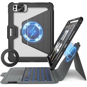Nillkin for iPad Pro 11 inch Keyboard (M4, 2024), iPad Pro M4 11 inch Magnetic Case, Detachable Backlit Keyboard Stand, with Wall Mount,New ipad pro 11 inch Trackpad (Deep Black)