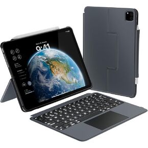 Macally iPad Pro 13 Inch Case 2024 with Keyboard (M4, Gen 7) - Detachable Backlit Keyboard with Trackpad, Multi-View Stand, Apple Pencil Holder - Compatible iPad Pro M4 13 Inch Case with Keyboard