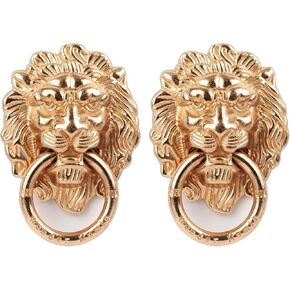 [2 Pack] Lion Head Cell Phone Ring Holder Stand, Finger Ring Kickstand with Polished Metal Phone Grip, Smartphone Accessories（Gold）