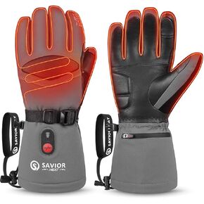 SAVIOR HEAT Heated Ski Gloves for Women Men Skiing Gloves 7.4V 3000mAh Anti Loss Lanyard Electric Rechargeable Heated Gloves Waterproof Ski Gloves for Winter Heating Ski Gloves Electric Ski Gloves