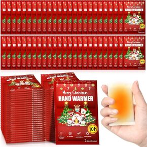 100 Pairs (200 Pcs) Christmas Hand Warmers 10 Hours Long Lasting Natural Odorless Safe Single Use Air Activated Warmers Disposable Hand Warmers Christmas Stocking Stuffers Cold Weather Gift