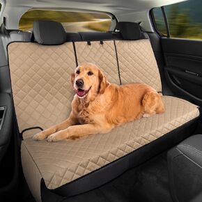 PETMAKER Dog Car Seat Cover for Back Seat - Water-Resistant Car Seat Protector for Cars, Trucks, and SUVs - Seat Cover Protects from Scratches, Mud, Pet Hair and Accidents - Car Accessories (Beige)