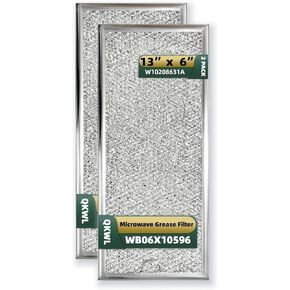 Microwave Oven Filter Replacement in Box Approx 13" x 6" Microwave Grease Filter for Whirlpool GE Microwaves WB06X10596 W10208631A Pack of 2