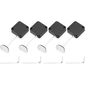 MECCANIXITY 4.9 ft Retractable Cable Lock with Adhesive Arc Patch Remote Control Security Lock with Adjustable Cord Tether Anti Theft for Laptop, TV, 600g, White, 4 Pack