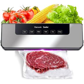 Vacuum Sealer Machine, Compact-Fast food bag sealer, Dry & Moist Modes, Powerful Suction Air Sealing System Can be connected to an external suction hose,65KPa (Bags Set & Machine)