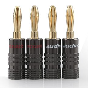 Tertullus 4PCS 24K Gold Plated Speaker Banana Plugs Adapter,Closed Screw Speaker Connectors Plugs for Speaker Wire, Wall Plate, Home Theater, Audio/Video Receiver, Amplifiers and Sound Systems