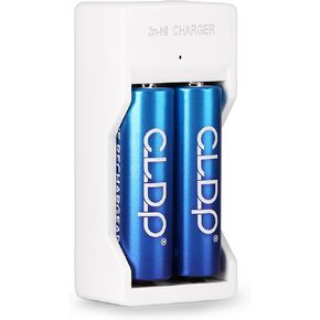 Rechargeable AA Batteries 2 Pack with 2 Bay Charger, 1.6V 2500mWh Ni-Zn Double A Battery - Fast Charging, Long Lasting Rechargeable Batteries with Charger