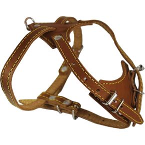 Genuine Leather Dog Harness, 16.5"-20" Chest Size, 1/2" Wide, Boston Terrier