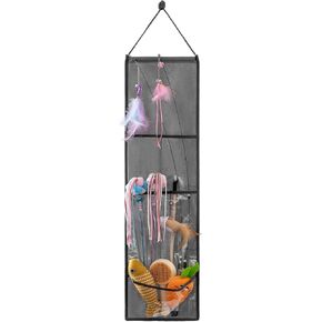 Hanging Cat Wand Holder Kitten Stick Toy Storage Bag Cat Accessories Organizer for Indoor Cats (Fabric Pockets)