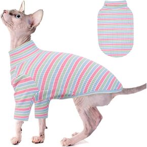 FUAMEY Dog Stripe Shirt for Medium Dogs,Dog Pullover Lightweight Dog Sweatshirt Dog Stretchy Sweater T-Shirt Dog Pajamas Dog Long Johns Dog Underwear for Frenchie, Shiba Inu Pink Stripes M in Kuwait