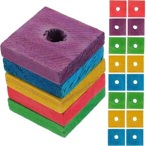 Sosoport 100 Pcs DIY Wood Chips Birds Toys Bird Cage Bulk Bird Toy Parts Small Bird Toys Parrots Parrot Nibbling Toy Cockatiel Bird Craft Parrot Chew Blocks Macaw Parrot Pendant Toys Wooden