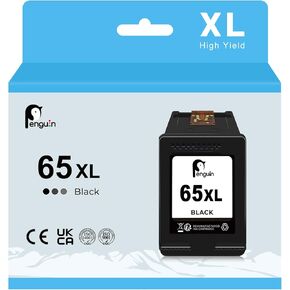 Penguin 65XL Ink Cartridges for HP Printers DeskJet 3755 2652 3752 2622 2655 2624 2680 3720 2630 2675 3722 2600 Envy 5055 5052 AMP 125 Remanufactured High Yield 65 XL hp65 hp65xl 1 Black
