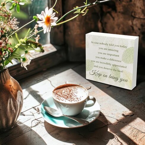 Inspirational Wooden Box Signs - Inspirational Gifts for Women, Book Lovers Gifts, Self-Love Book Lovers Wooden Desk Signs for Home Table Desk Shelf Decor in Saudi Arabia