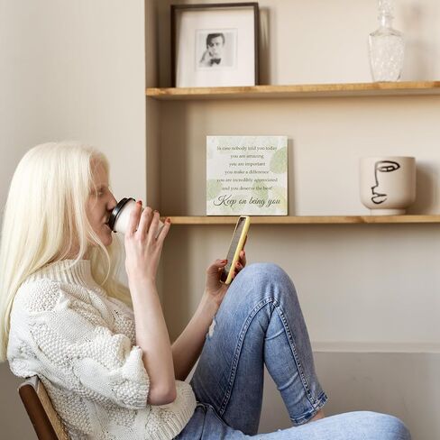 Inspirational Wooden Box Signs - Inspirational Gifts for Women, Book Lovers Gifts, Self-Love Book Lovers Wooden Desk Signs for Home Table Desk Shelf Decor in Saudi Arabia