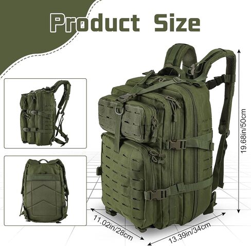 Goture Military Tactical Backpack, 45L Large Army Tactical Back Pack, 900D Waterproof 3 Day Molle Assault Pack Bug Out Bag for Men Outdoor Hiking Hunting Camping Rucksack Daypack Green in Saudi Arabia