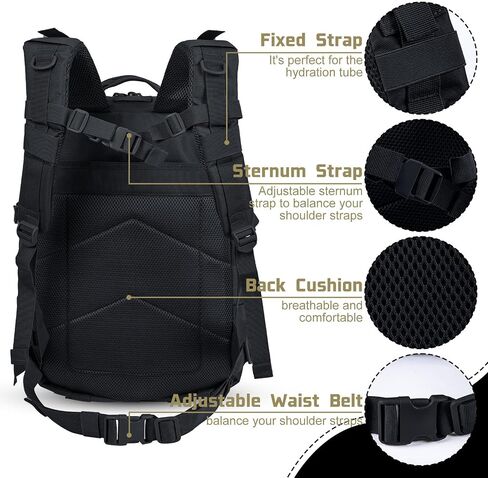 Goture Military Tactical Backpack, 45L Large Army Tactical Back Pack, 900D Waterproof 3 Day Molle Assault Pack Bug Out Bag for Men Outdoor Hiking Hunting Camping Rucksack Daypack Green in Saudi Arabia