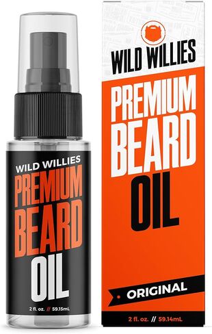 Premium Beard Oil & Conditioner by Wild Willies - Natural, Organic Ingredients Promote Fast Beard Growth, Removes Itch & Dandruff - Deep Softener Treatment Restores Moisture - 2 Oz, Cool Mint Scent in Kuwait
