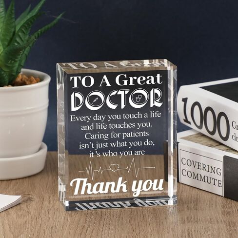 Appreciate Gifts for Doctor, Laser Engrave Crystal Keepsake Plaque Desk Decoration for Doctor Gifts for Men Women, Unique Gifts for Doctors, Birthday Christmas Thank You Doctor Gifts in Saudi Arabia