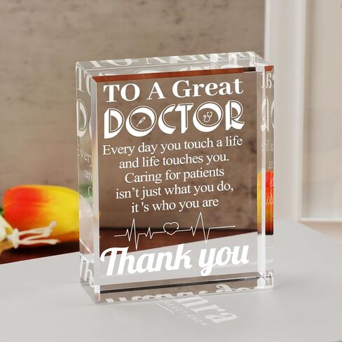 Appreciate Gifts for Doctor, Laser Engrave Crystal Keepsake Plaque Desk Decoration for Doctor Gifts for Men Women, Unique Gifts for Doctors, Birthday Christmas Thank You Doctor Gifts in Saudi Arabia