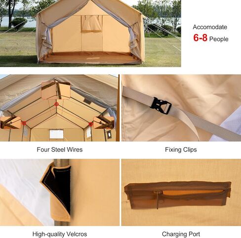 Cotton Canvas Wall Tent with Rain Canopy Waterproof Outdoor Tent for Hunting Family 4 Season Camping Tent Heavy Duty Steel Frame&PVC Floor in Saudi Arabia