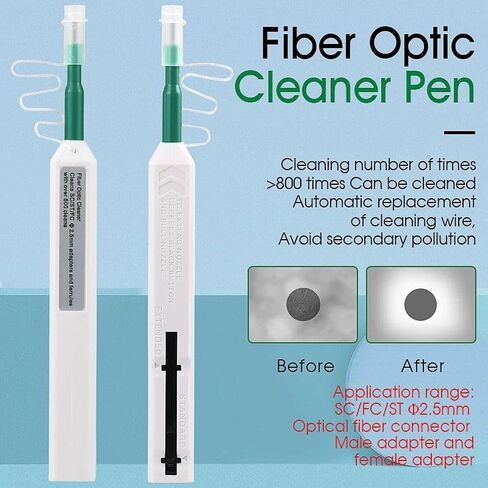 Fiber Optic Cleaning Pen,2PCS Fiber Optic Cleaner Pen for 2.5mm Ferrules SC,FC,ST,SC/APC and FC/APC,800+ Clean Times in Saudi Arabia