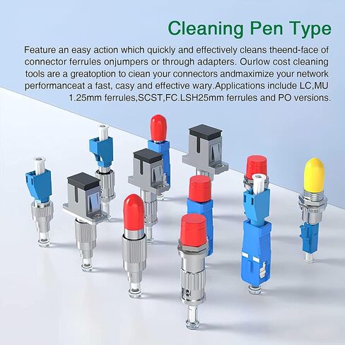 Fiber Optic Cleaning Pen,2PCS Fiber Optic Cleaner Pen for 2.5mm Ferrules SC,FC,ST,SC/APC and FC/APC,800+ Clean Times in Saudi Arabia