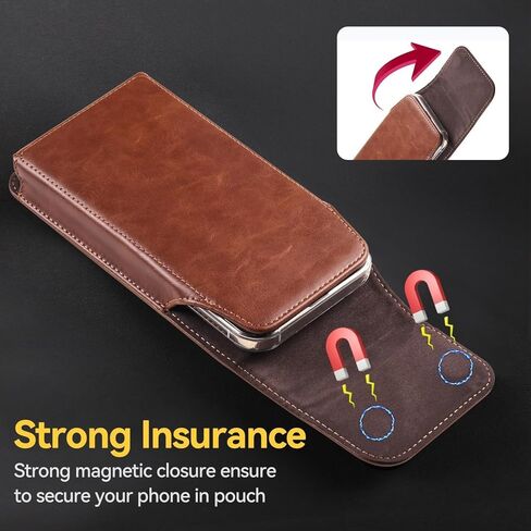 T Tersely Leather Phone Hoster for Men Belt,Cell Phone Belt Holder for iPhone 16,15,15 Pro,14, 14 Pro,13,13 Pro,12,12 Pro,11,11 Pro,XR,Leather Belt Pouch for Galaxy S24 S23 S22 S21 S20,Brown-M in Kuwait