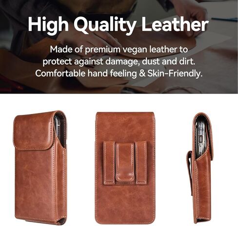 T Tersely Leather Phone Hoster for Men Belt,Cell Phone Belt Holder for iPhone 16,15,15 Pro,14, 14 Pro,13,13 Pro,12,12 Pro,11,11 Pro,XR,Leather Belt Pouch for Galaxy S24 S23 S22 S21 S20,Brown-M in Kuwait