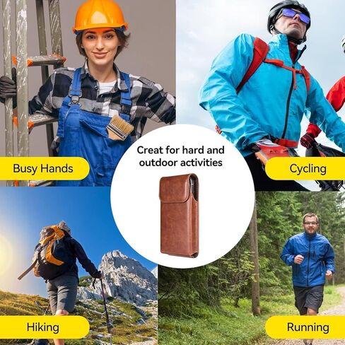 T Tersely Leather Phone Hoster for Men Belt,Cell Phone Belt Holder for iPhone 16,15,15 Pro,14, 14 Pro,13,13 Pro,12,12 Pro,11,11 Pro,XR,Leather Belt Pouch for Galaxy S24 S23 S22 S21 S20,Brown-M in Kuwait