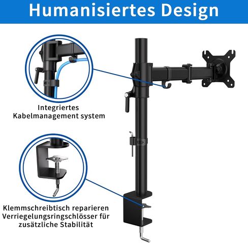 Dual Monitor Stand for Desk-Monitor Arms for 2 Monitors with C Clamp, Grommet Mounting Base for 13-32 Inch Computer Screens - Desk Accessories Monitor Mount Each Arm Holds 19.8lbs in Saudi Arabia