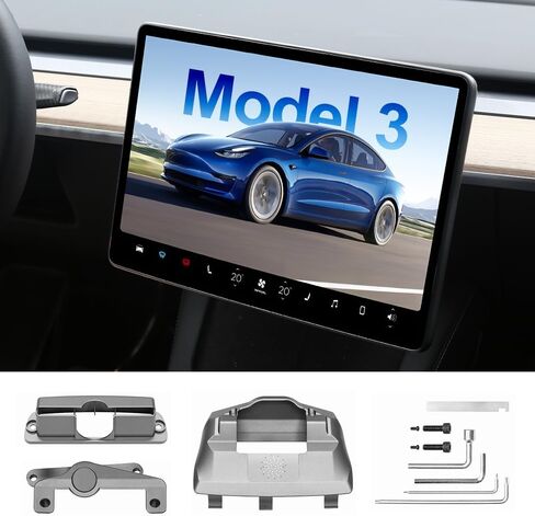 Screen Swivel Mount with Rotating Bracket for Tesla Model Y 2019-2024 & Model 3 2019-2024 Highland, Center Console, Silver Swivel Holder for Tesla Accessories (for Model 3 Highland 2023-2024) in Saudi Arabia