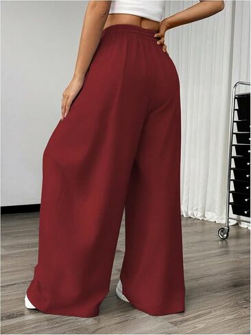 SweatyRocks Women's Wide Leg Pants Elastic High Waist Loose Athletic Sweatpants with Pockets in Saudi Arabia