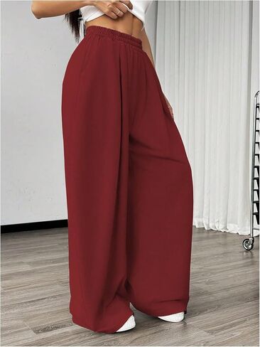 SweatyRocks Women's Wide Leg Pants Elastic High Waist Loose Athletic Sweatpants with Pockets in Saudi Arabia