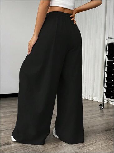 SweatyRocks Women's Wide Leg Pants Elastic High Waist Loose Athletic Sweatpants with Pockets in Saudi Arabia