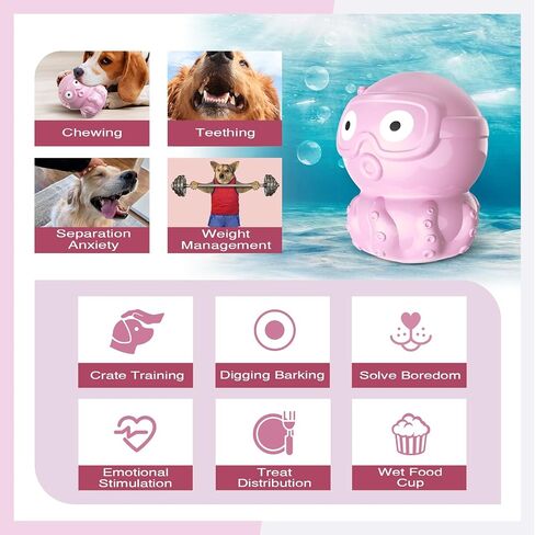 Sedios Treat Dispensing Dog Toy, Large Dog Chew Toy, Multifunctional Adjustable Wet Food Cup and Dry Food Puzzles Toy, Dog Slow Feeder Toy for Large/Medium/Small Breed(Octopus) in Saudi Arabia